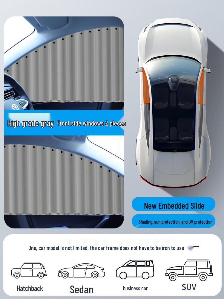 Magnetic Car Privacy Sunshade Curtains for Side Windows - Telescopic Sliding Track Design