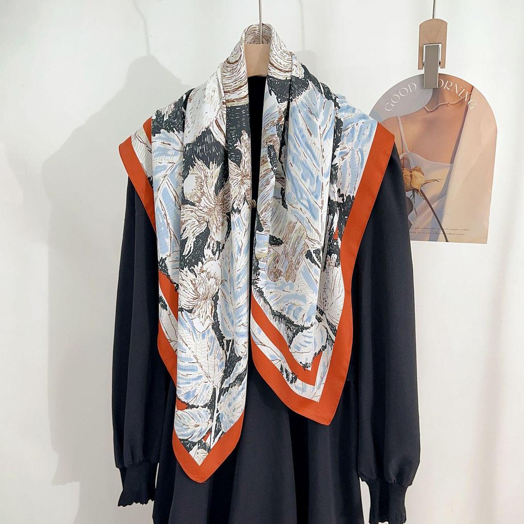 90×90 Großer Hochwertiger Schwarz-Weiß Gestreifter Schal: Professionelle Halsbekleidung, Stirnband & Sonnenschutz-Kopftuch