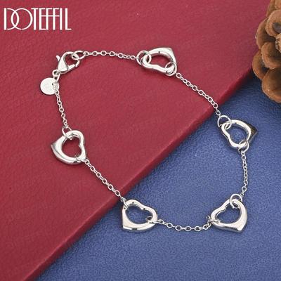 925 Sterling Silver Fashion Heart Bracelet Wedding Jewelry