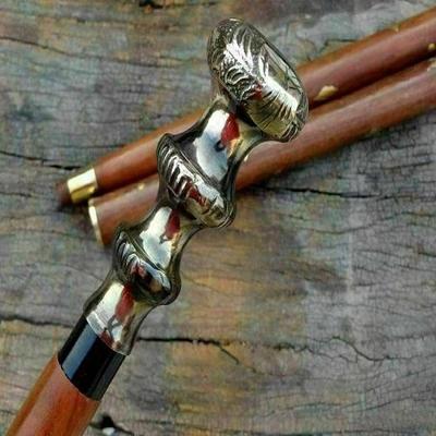 Royal Handicraft Pirinç Yürüyüş Bastonu Viktorya Noel hediyesi baş saplı ahşap baston