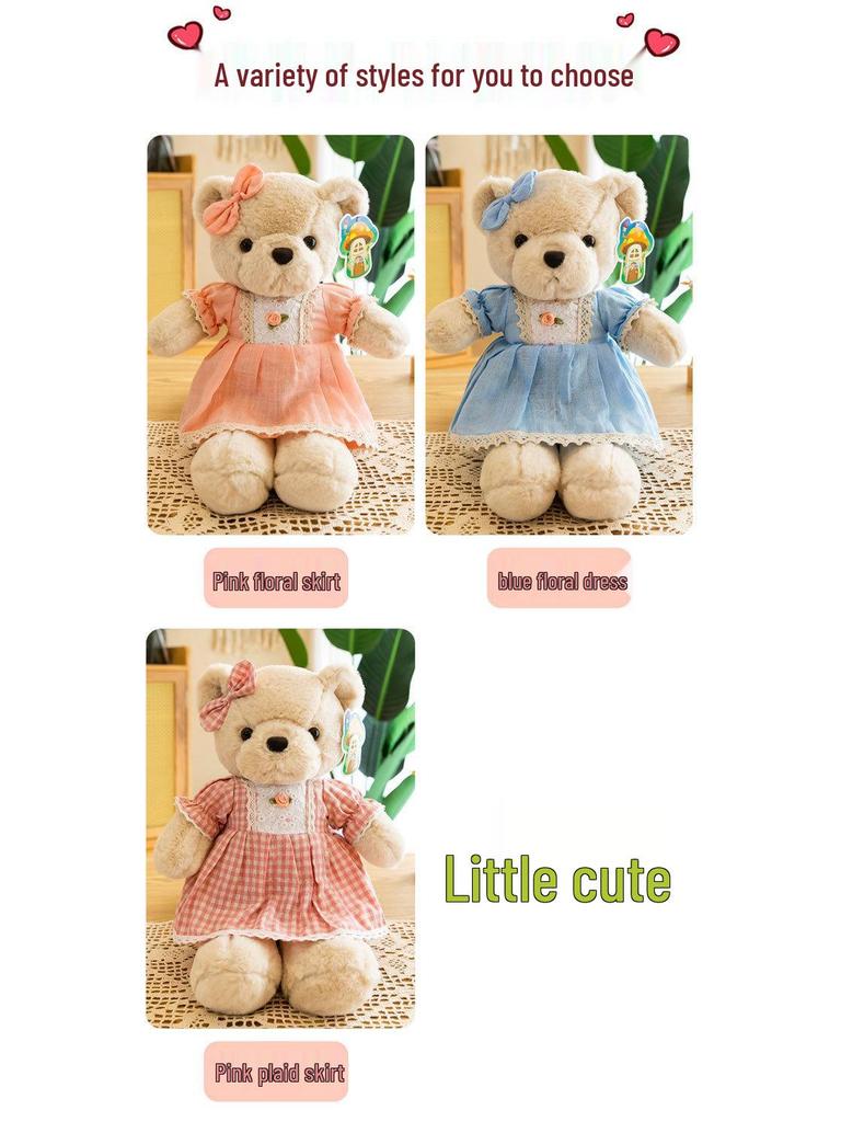 2021 Princess Bear Plush Doll - Teddy Bear Couple Toy for Girls, Holiday Gift