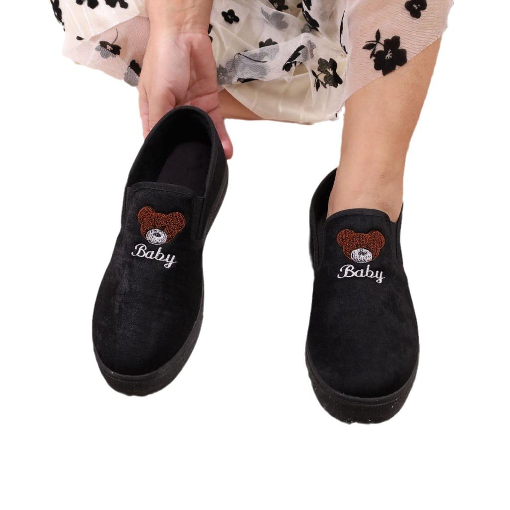 Autumn and winter warm plush women's cotton shoes bear thick sole casual comfortable non-slip one-pedal muffin sole women's cotton shoes