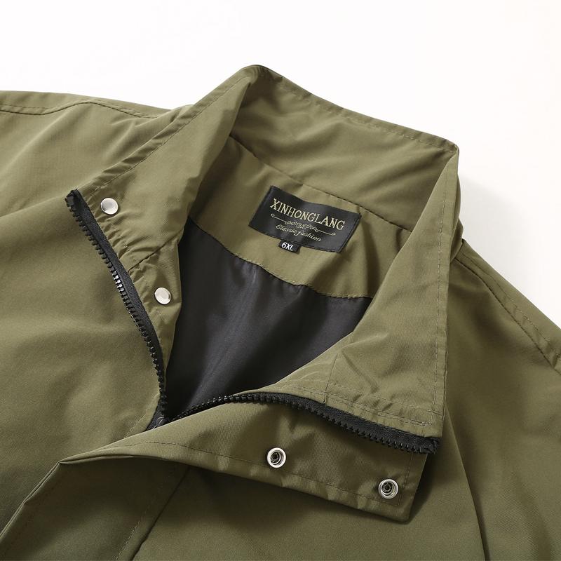 Men Plus Size Stand Collar Jacket Loose Casual Zip Up Outerwear Big Pockets Windproof Coat For Big Men