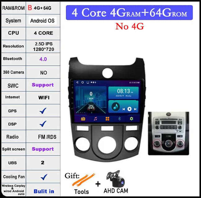 For KIA Forte Cerato 2008 - 2012 Android 14 Touch Screen Car Radio Multimedia Player Video GPS Navigaion DSP 4G Let