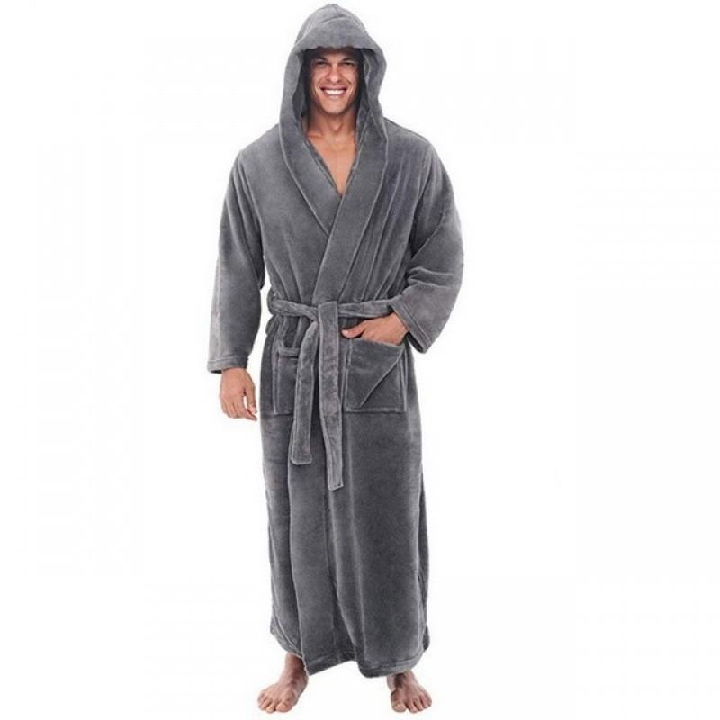 Cozy Long Sleeve Hooded Bathrobe For Autumn And Winter Homewear In Multiple Colors