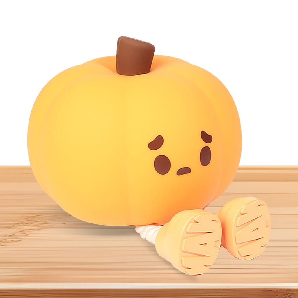 LED Pumpkin Night Light Silicone Pat Lamp Warm Light Dimmable Nursery Nightlight Funny Halloween Decor Light for Bedroom Gifts