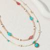 European, American Bohemian elegant temperament imitation turquoise rice bead necklace retro exquisite versatile imitation crystal necklace