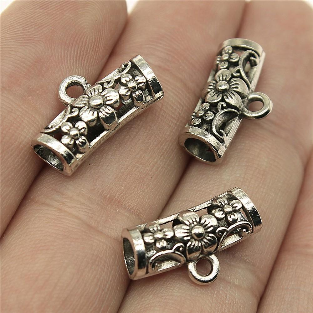 20pcs Charms Connector Bails Beads Antique Silver Color Bails Beads Charms Jewelry Findings DIY Bails Beads Connector