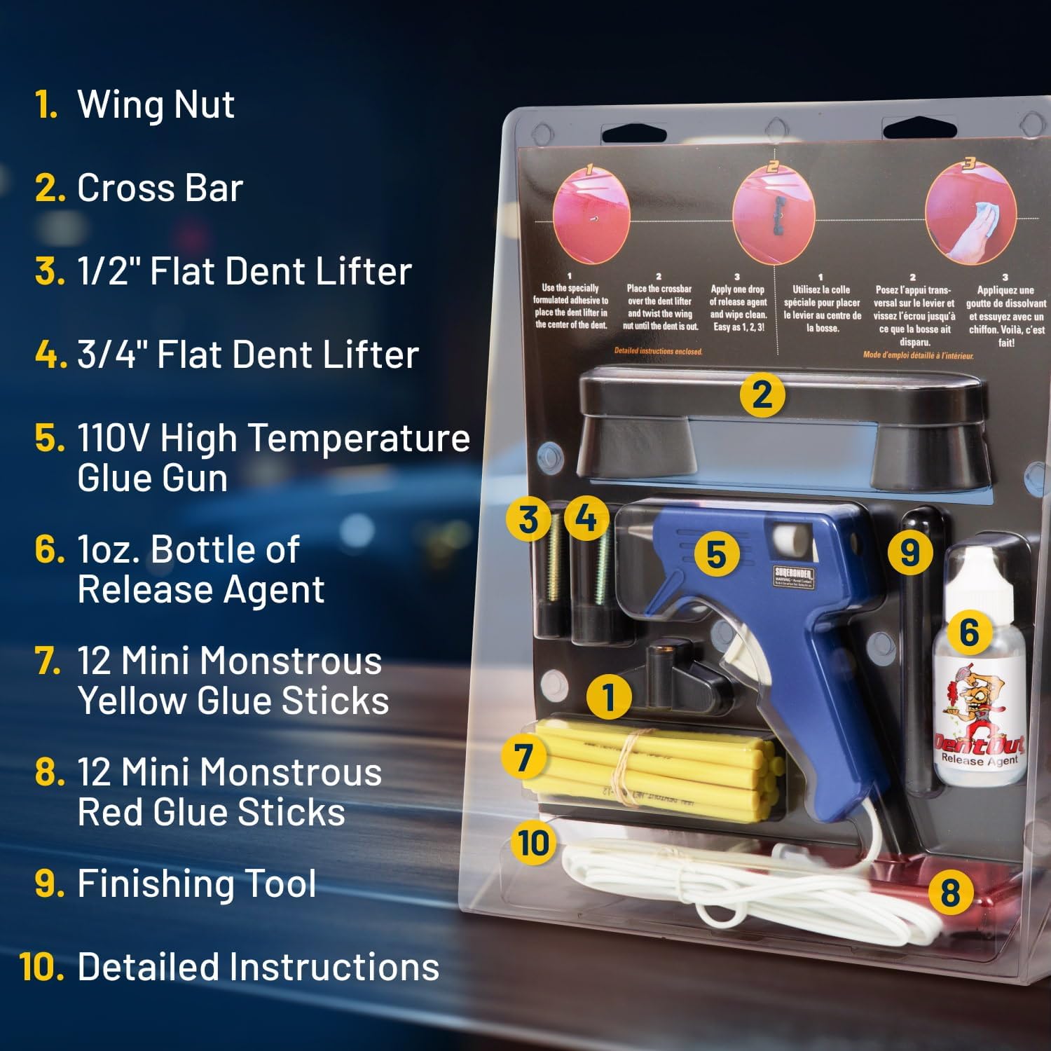 

Essentials PDR Kit - Paintless Dent Repair Tools for Small to Medium Dents, Reusable Dent Puller United States
