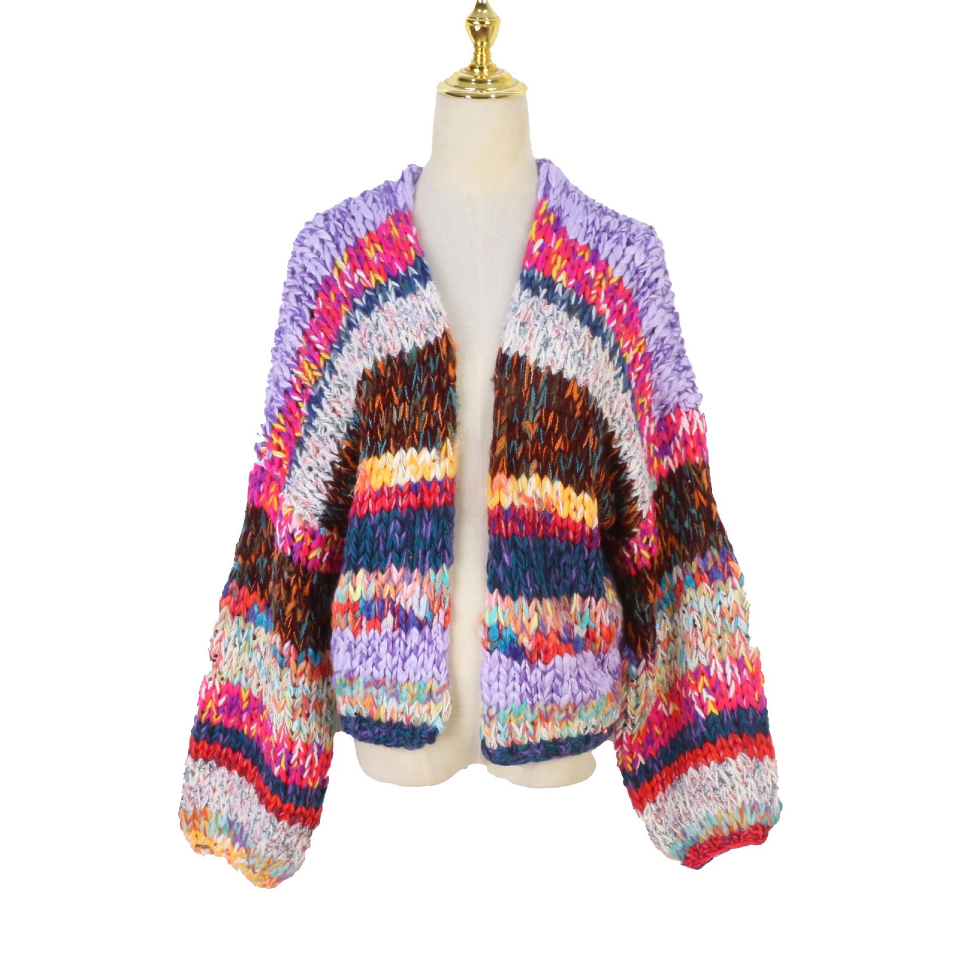 

Women s Color Block V-Neck Loose Knit Cardigan - Spring/Autumn Fashion Small