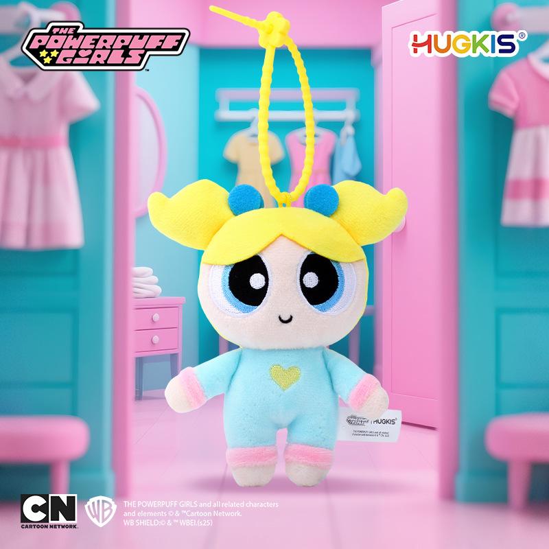 Genuine Powerpuff Girls Bubbles Plush Keychain - Cute Pajama Doll Birthday Gift