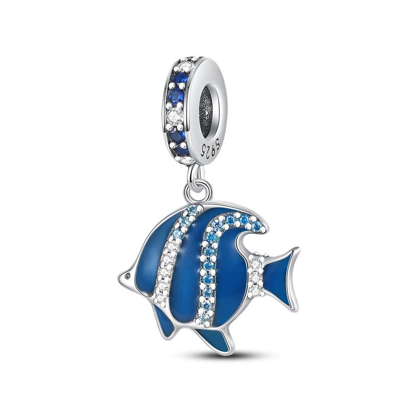 925 Silver Ocean Series Turtle Crab Charm Beads for 3mm Bracelet DIY Jewelry Making 100% Authentic