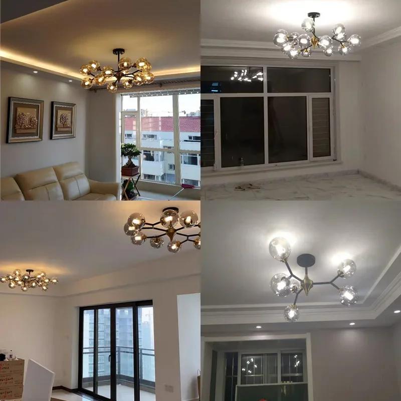 Nordic luxury living room glass ball chandelier home decoration dining room kitchen bedroom ceiling chandelier indoor lighting