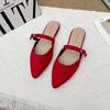 Slippers women wear 2025 new summer fashion versatile flat bottom bag head soft leather lazy Internet celebrity pointed half slippers