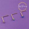 KODY PIERCING 9K Gold 3-teiliges Set L-Stab mit 1,5 mm in grünen, rosa, lila Opalen