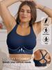Plus Size Racerback Sports Bra for Women, High Support Wireless Workout Bra with Back Closure, Seamless Yoga Bra