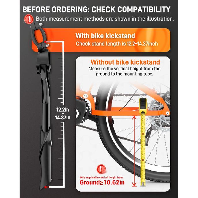 HENMI Bike Kickstand For Adult Bikes,Max Load 99 LBS, Adjustable Bicycle Kickstand For Most 24"-29", Non-Slip Sole, Aluminum Alloy And Magnesium