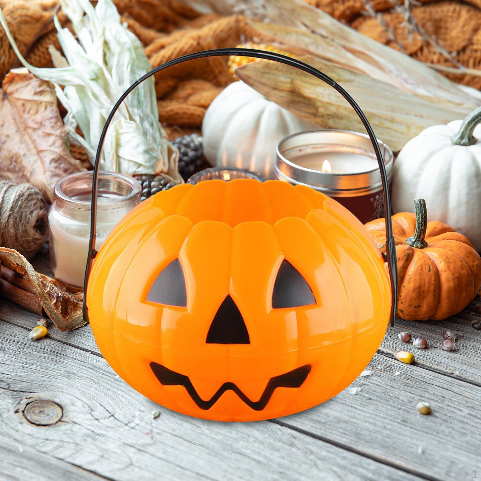 

Halloween Candy Bucket, Decoration, with Handle, Kids Basket оранжевый