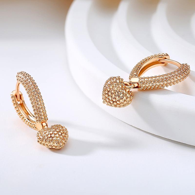 Boucles d'oreilles pendantes en forme de cœur pour femmes, Kinel, couleur or Rose, bijoux Vintage