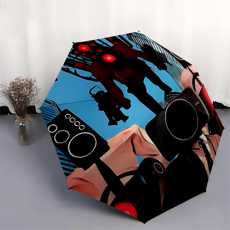 Robot, Cityscape- Automatic Opening and Closing, 8-rib Structure Portable Umbrella, Suitable for Men and Women in All Seasons - Perfect Gift
