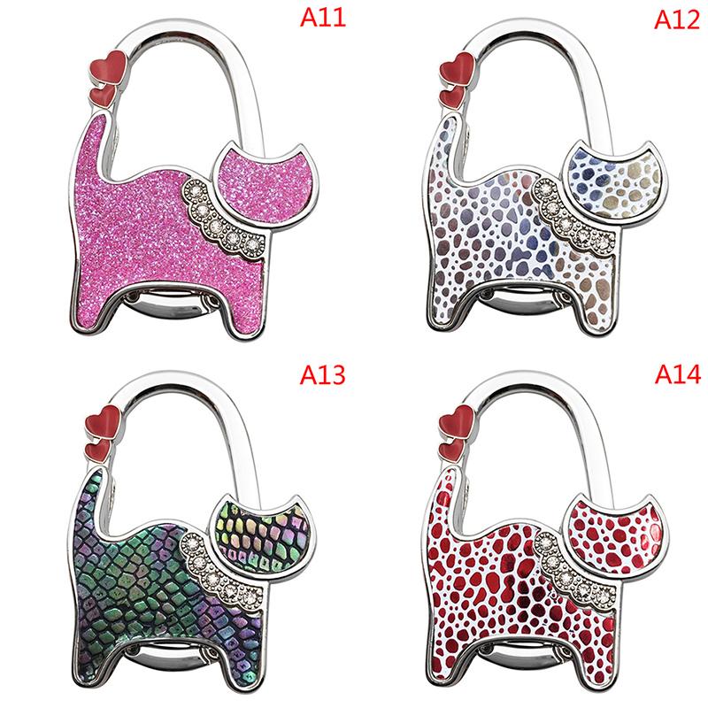 Cat Shape Folding Handbag Hook Holder Purse Hanger Table Edge Hanging Hooks