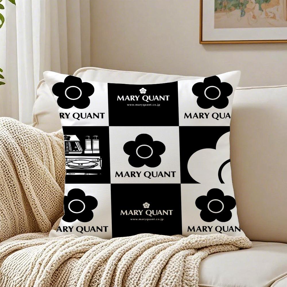 Classic Logo Mmary Quant Cushion Cover Plush Decorative Pillow Case With Hidden Zipper Cutecore Room Decor For Home