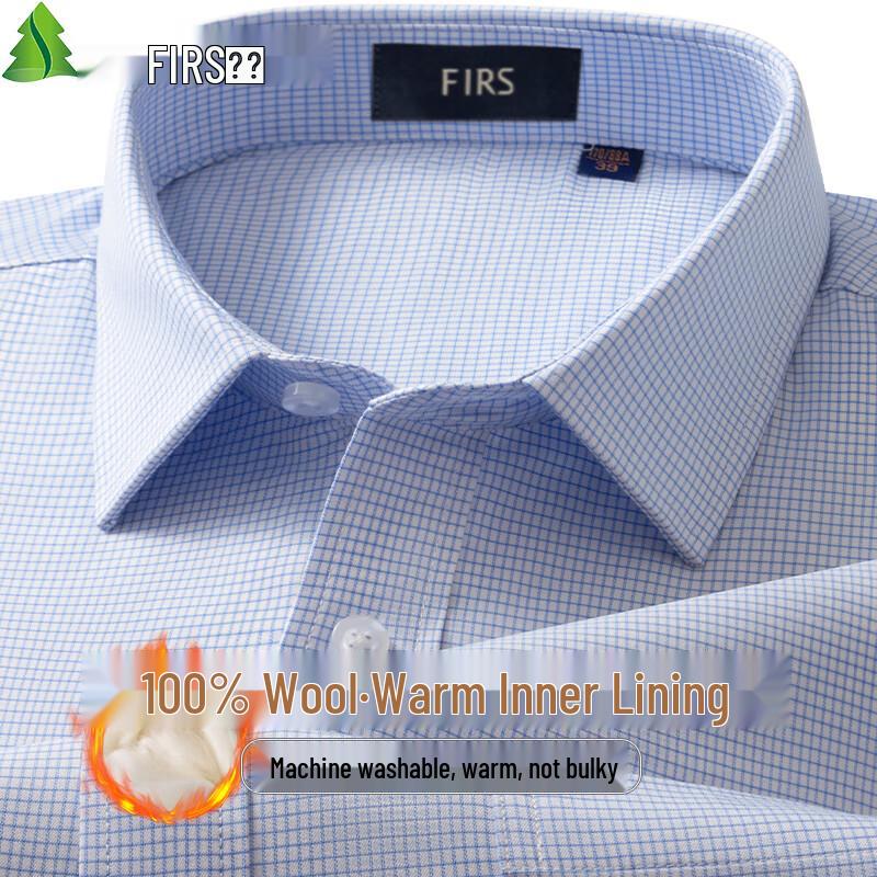 Shanshan Men s 100% Wool-Lined Warm Business Casual Shirt 44 (92-98kg)