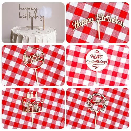 10-Piece Set of Wooden Happy Birthday Cake Toppers, Birthday Picks, and Cake Decorations for Party, Wedding, or Birthday Celebrations