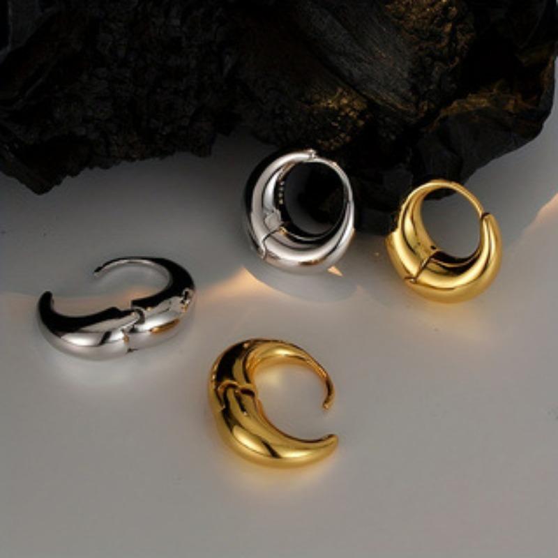 Neue Temperament Glänzende Metall U-förmige Ohrringe Geometrische Ovale Ohrringe, Retro, Damen Ohrring-Accessoires