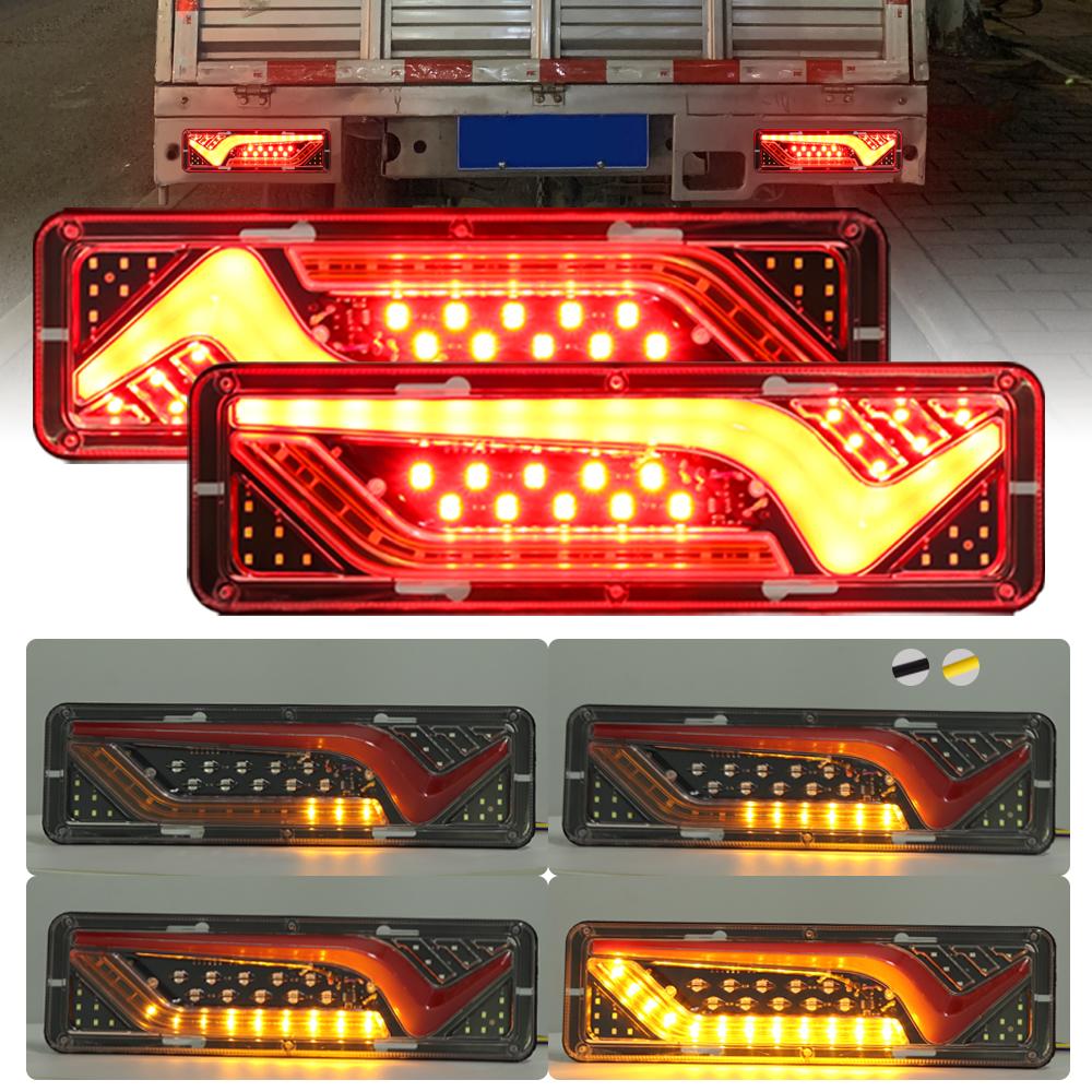 2 PCS Waterproof Truck LED Tail Light Rear Lamp Stop Reverse Safety Indicator Fog Lights for Trailer Truck Car Taillights12-24V