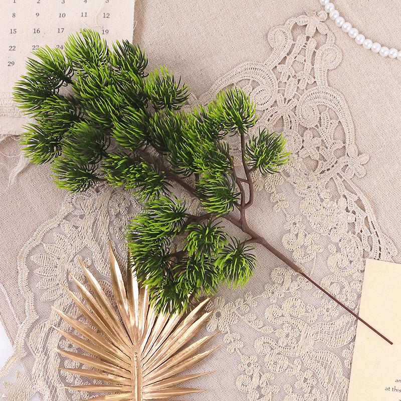 1Pc Green Artificial Pine Plant 34CM Fake Plant for Home Room Indoor Decor Garden Decoration Outdoor DIY Vase Ornament Accessory