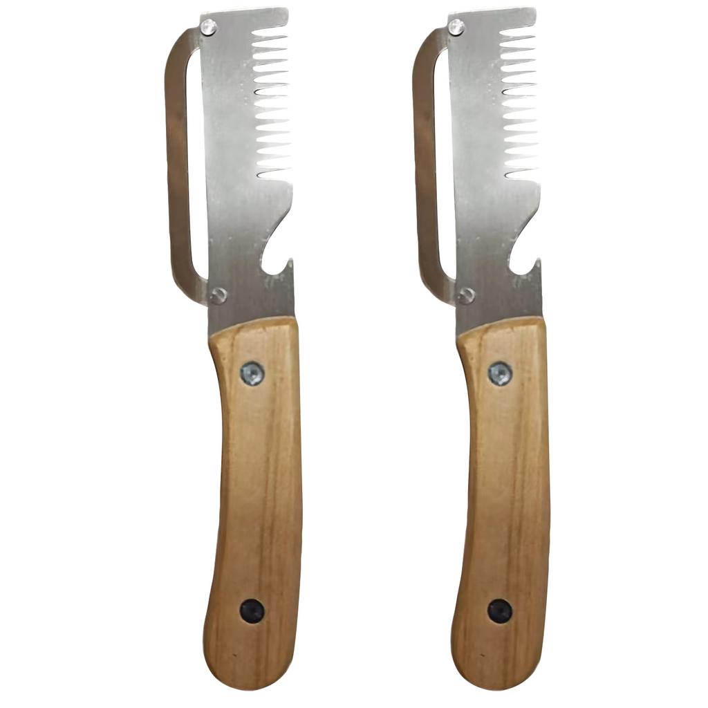 2 Piece Multipurpose Kitchen Peeler Set Stainless with Wooden Handle for and Vegetables Peeling Slicing and Cutting