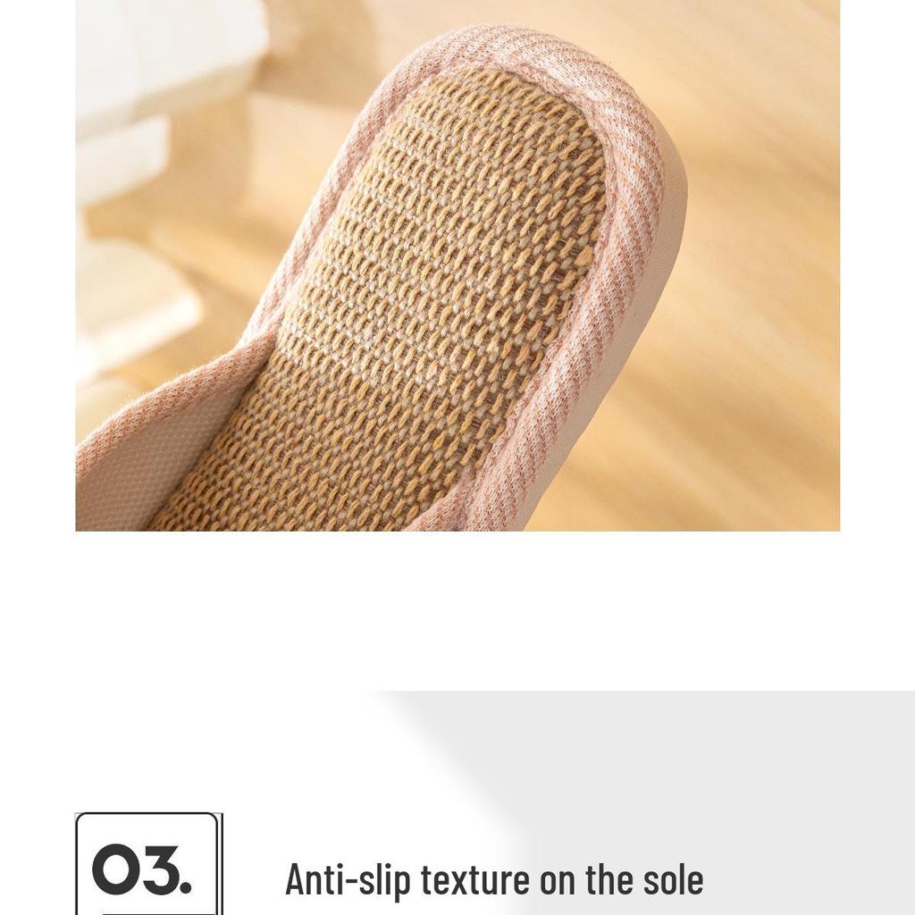 Jie Liya Unisex Linen Slippers - Sweat-Absorbent, Silent, All-Season Indoor Use