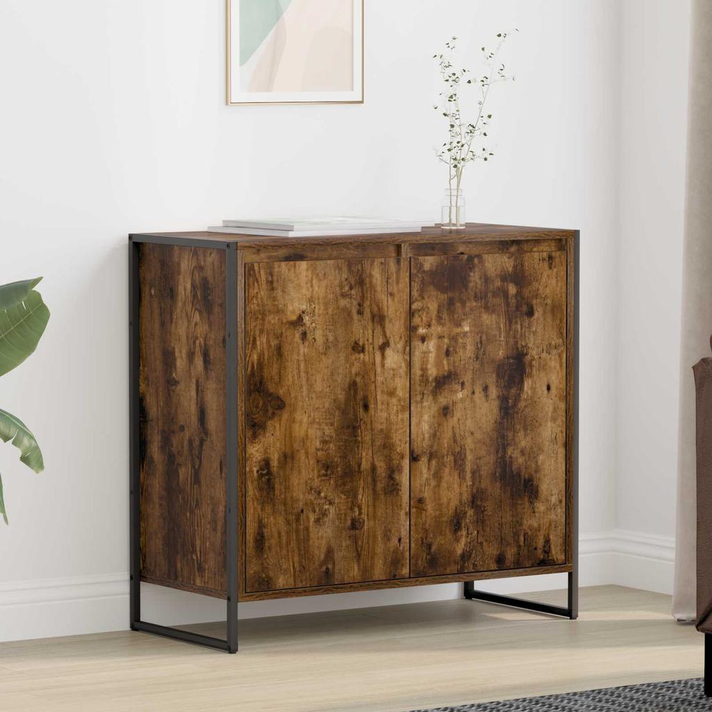 Side Cabinet Smoked Oak 79 x 36 x 75 cm Particleboard