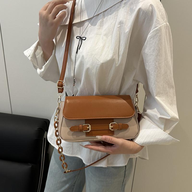 Yogodlns  New Fashion PU Leather Shoulder Bags for Women Simple Chain Handbags Crossbody Messenger Small Square Bags Casual Underarm Bag