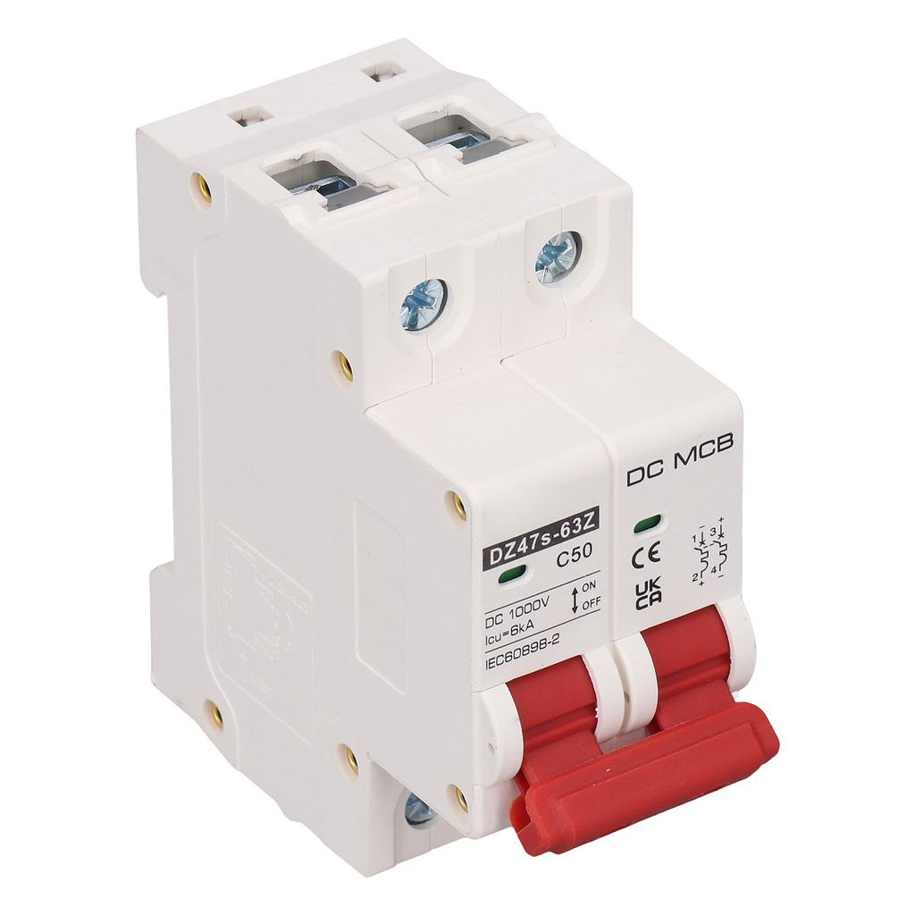 SG DC Miniature Circuit Breaker 2P 50A DC1000V 6000A Breaking Capacity DIN Rail Mount for Solar PV
