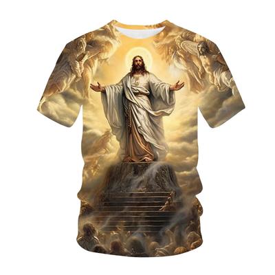 Herren-T-Shirt mit 3D-Druck von Christus Jesus, Faith Fashion Street Clothing, Harajuku, lässig, übergroß, Sommeroberteil