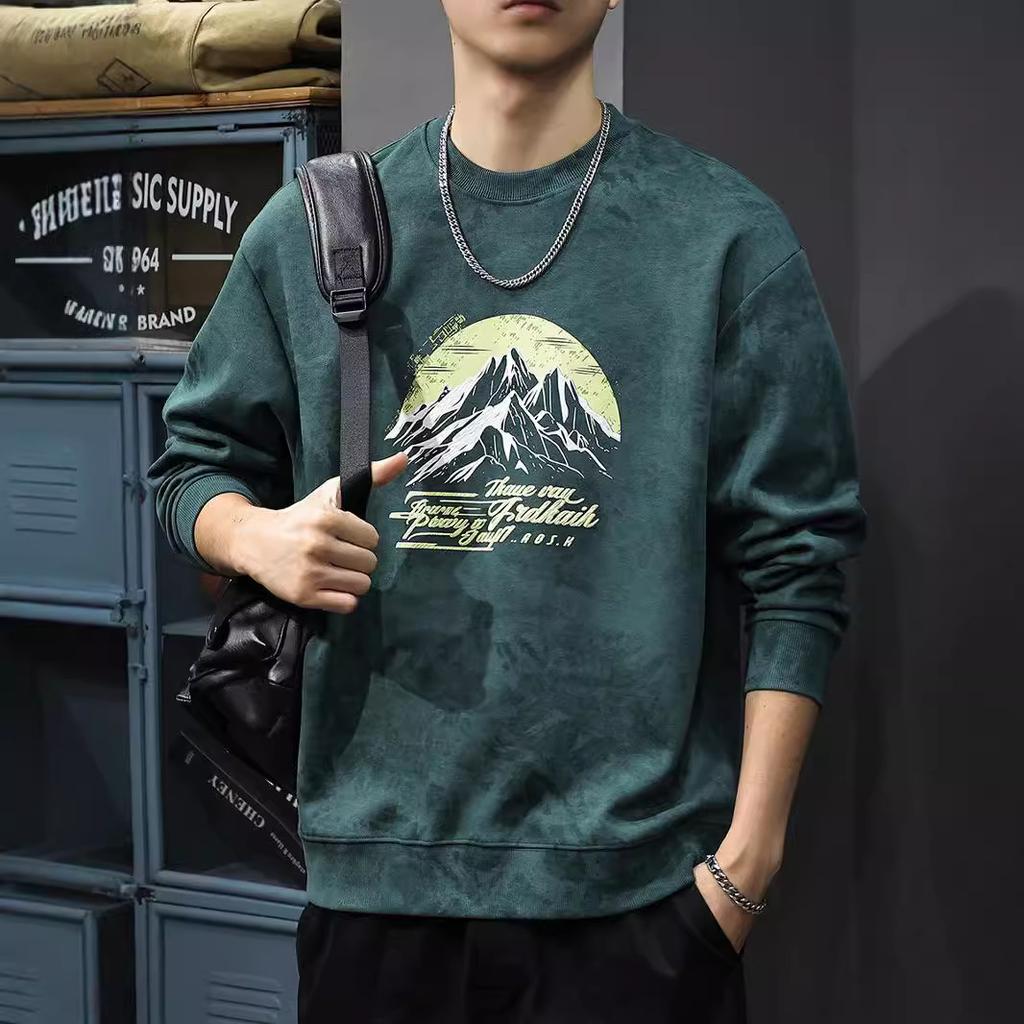 Autumn And Winter Heavy Tie-Dye Washed Men'S Sweater American Trendy Brand Printing Long-Sleeved Autumn Loose Casual Jacket