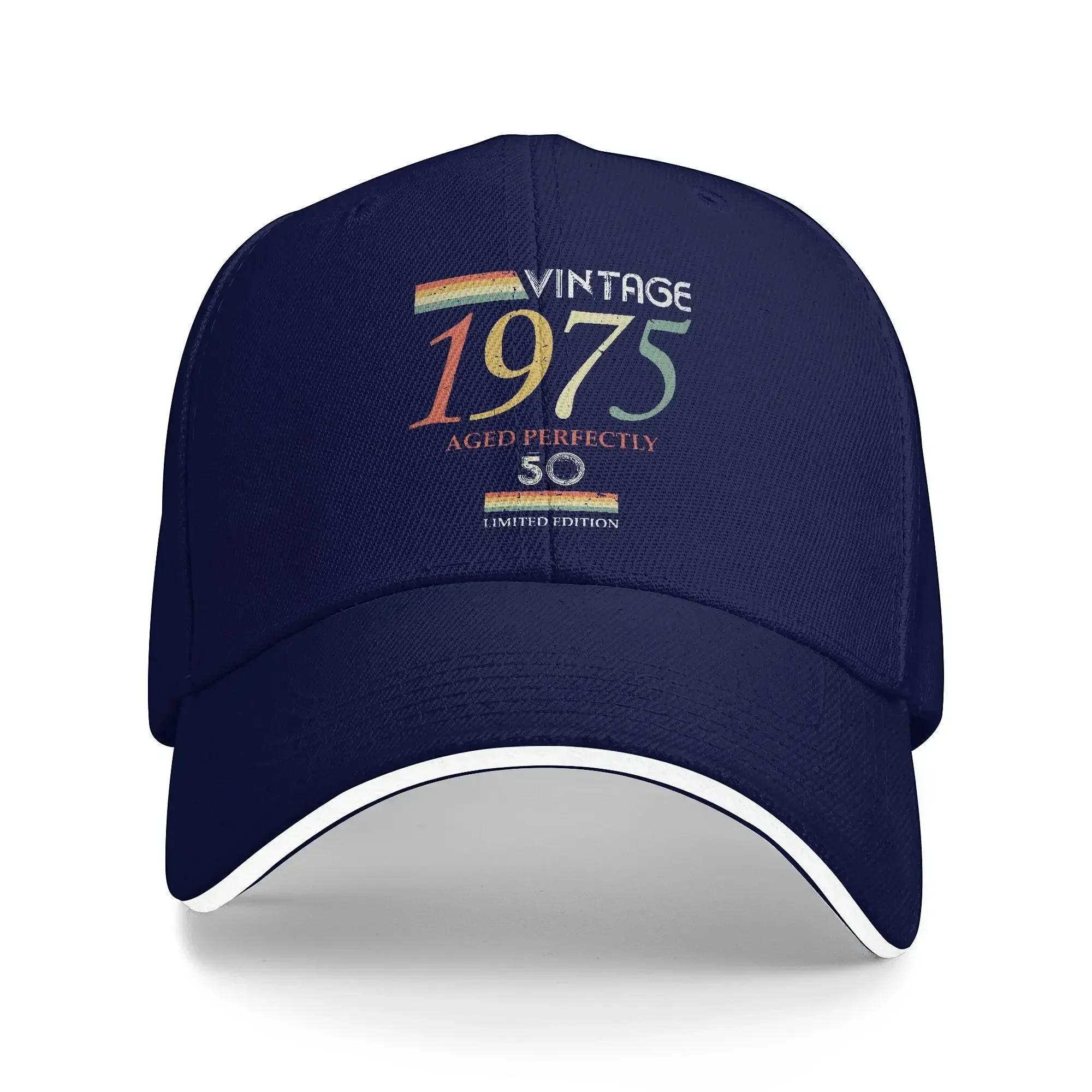 

Summer New Baseball Caps Vintage 1975 50th Birthday Aged 50 Gift years old Outfits For Unisex Golf Cap Fashion Headwear One Size