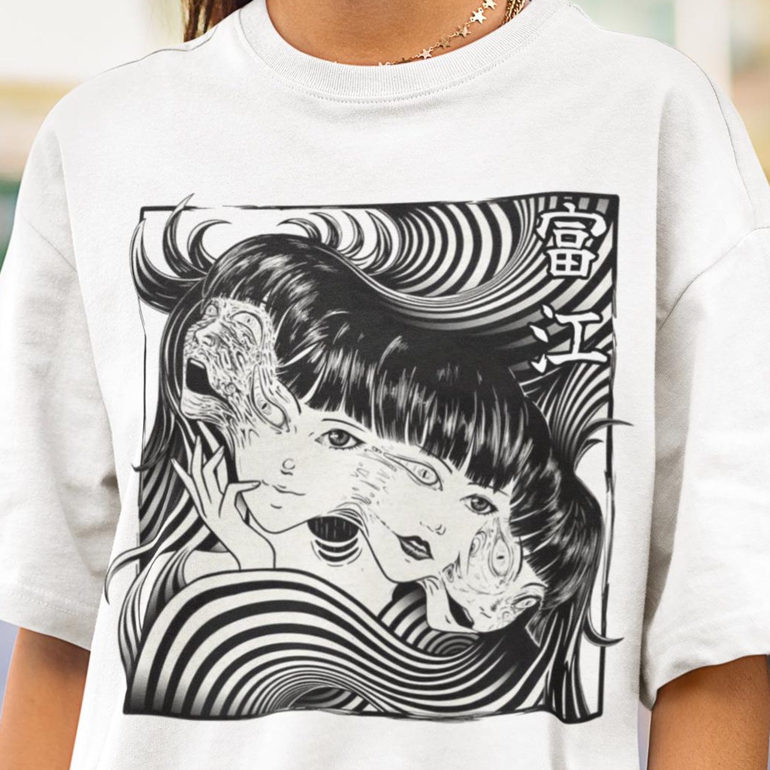 90s Anime Manga Creepy Girl Shirt: Tomie Anime Horror Shirt, Japanese Dark Anime T-Shirt, Girl Eyes Shirt, Gothic Manga Horror Unisex shirt S