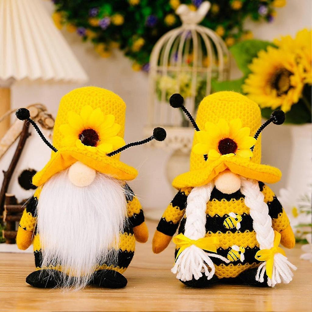 Gnome Ornament Bee Day Theme Soft Texture High Resilience Stuffed Non-shedding Sunflower Tentacle Faceless Doll Home Decoration TY