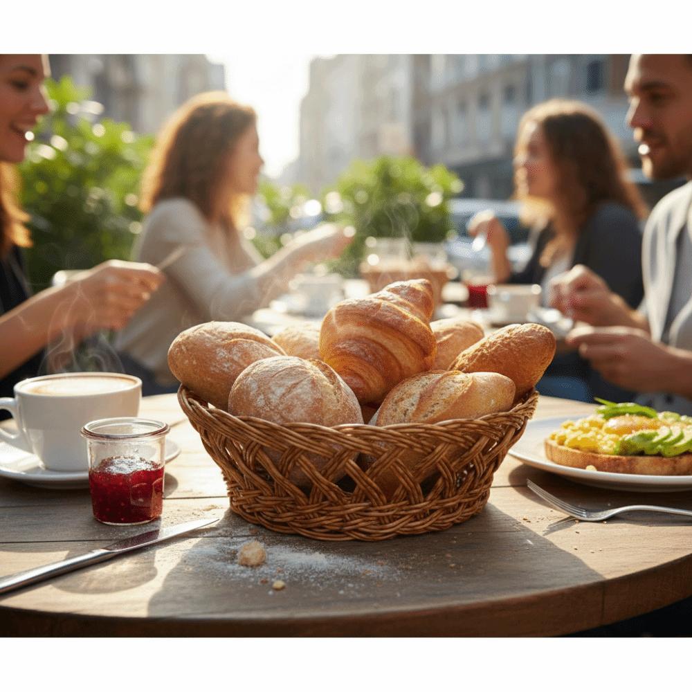 Natürlicher, rattanähnlicher Obstkorb in runder Form, handgewebter Aufbewahrungskorb mit Aushöhlung, Esstisch