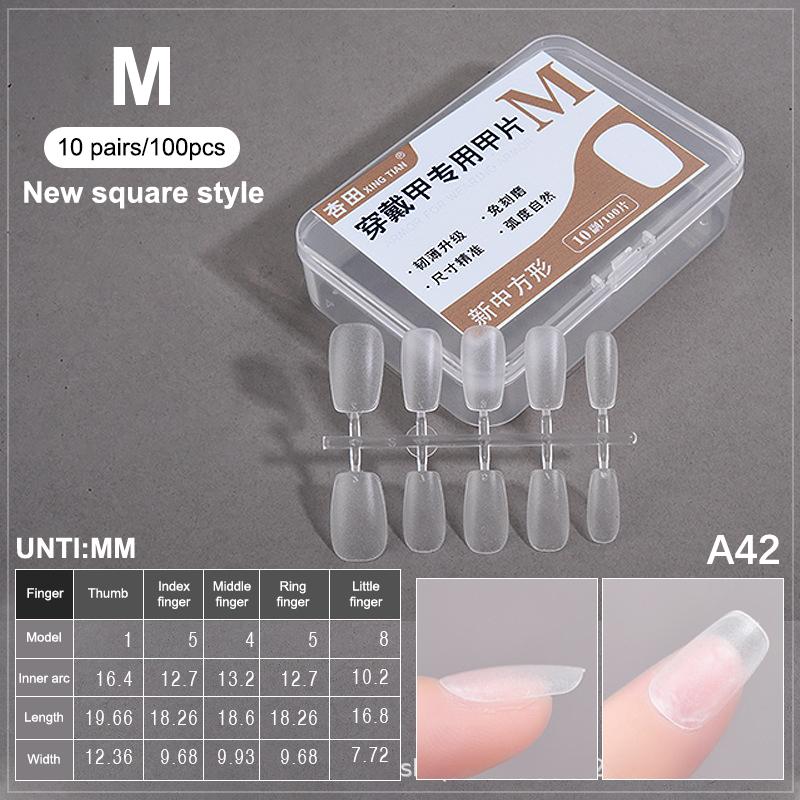 100PCS/Box Fake Nail Tips Medium Design Matte Finish False Nails Manicure Tool Extension Press On Nails