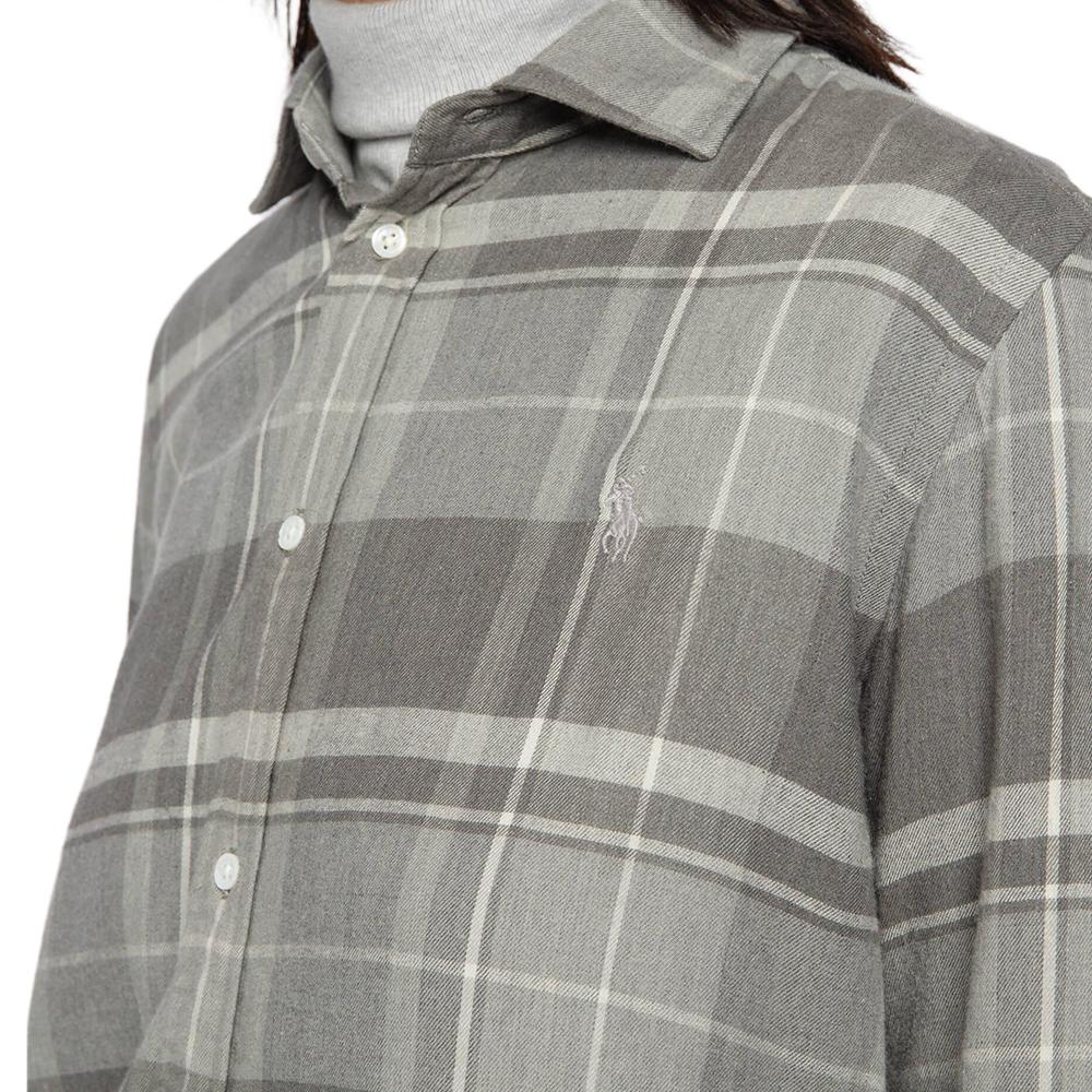 Polo Ralph Lauren Kraciasta Koszula Damska o Luźnym Kroju Jednorzędowa z Długim Rękawem Szara 211815409-001