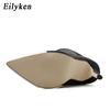 Fashion Eilyken Spring Autumn Stretch Fabric Short Ankle Boots Women Pointed Toe High Heels Slip On Sexy Sock Zapatillas Mujer