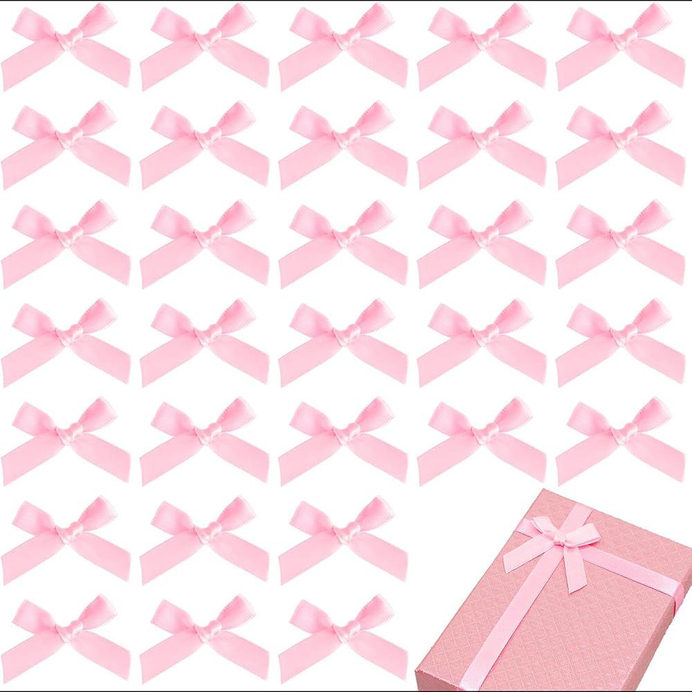 

100 Pcs/Lot New Pink Black Ribbon Bows Small Size Satin Ribbon Bow Patches Applique Decoration рожевий
