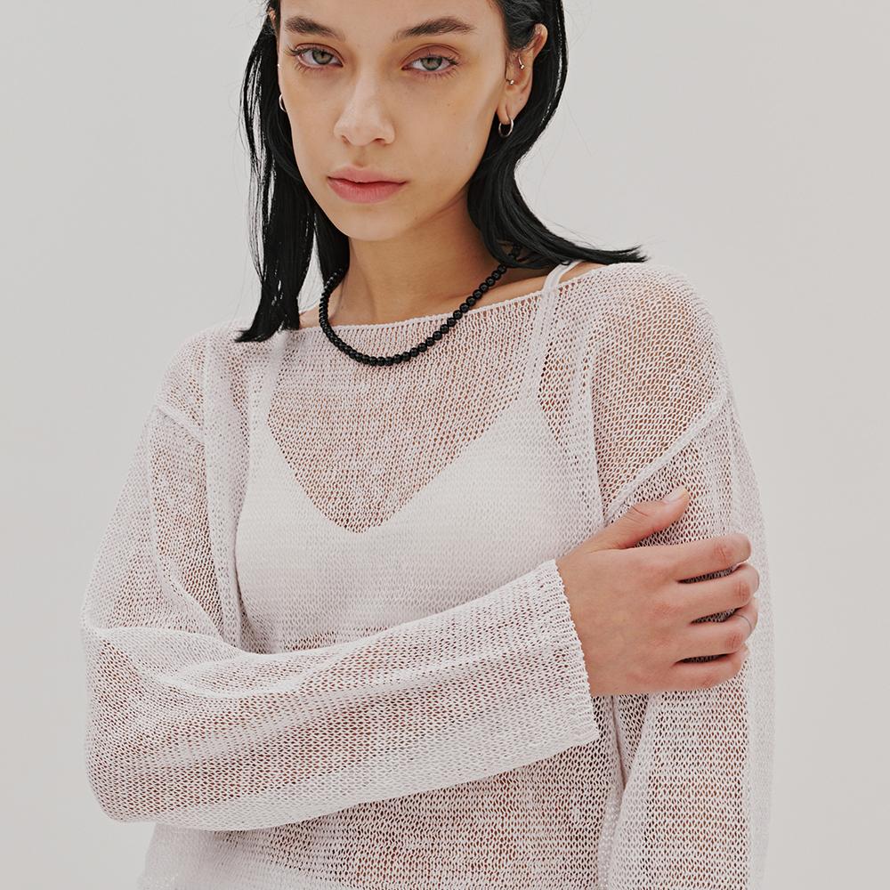 Odier Crop Linen Long Sleeve Pullover - White White/One