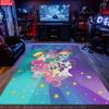 Cute Cartoon Pony Area Rug,Starry Gradient Theme Non-slip Floor Mat,Decorative Carpet for Kids Room Bedroom,Washable Home Gift