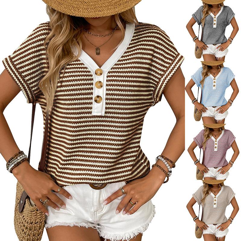 Lässige lockere gestreifte Blusen für Damen Mode Sommer Vintage Damen Oversized Hemden und Blusen Elegantes Jugendliches Damen Top