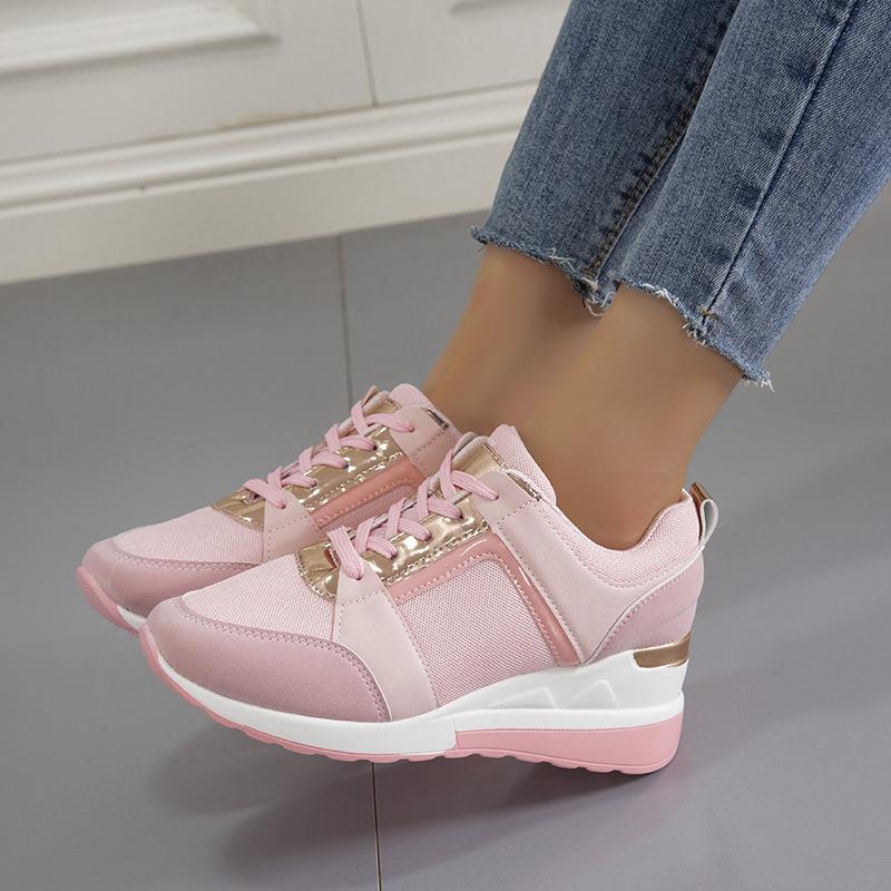 New Women's Sportswear Shoes Platform Wedge Heel Large Size Lace-Up Breathable Women's Sneakers
